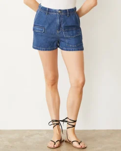 MONROW Soft Denim Cargo Short MEDIUMWASH Shop